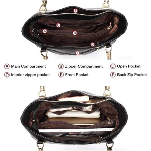 ❤️  Tote Designer Handbags for Women Genuine Leather Top handle Bags Purses - Picture 5 of 6